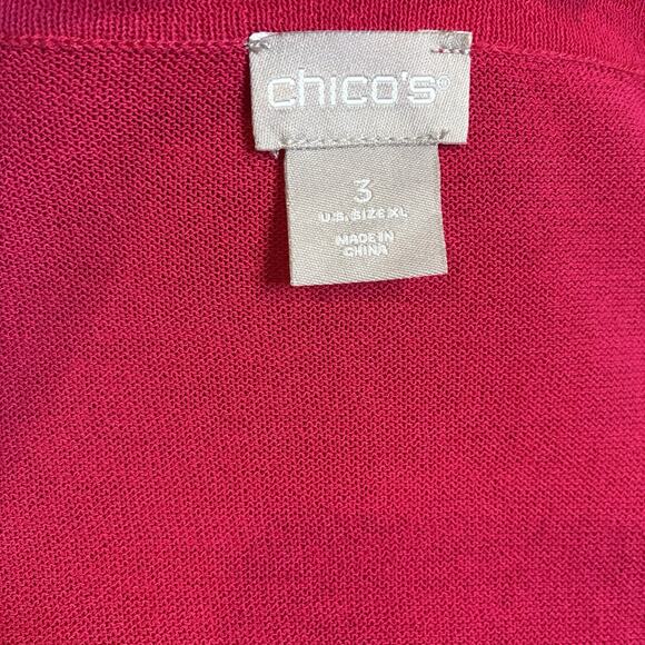 Chico's Cardigan Size 3 (XL) Raspberry Sorbet Semi-Sheer Button Up 3/4 Sleeve - Picture 4 of 7